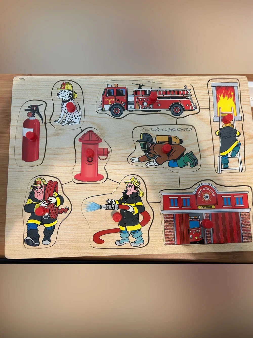 2 fire department toys: nwt magnetic set & 9 piece chunky puzzle. Great for kids